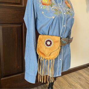 Kobler Beaded Leather Belt Clip Pouch Bag